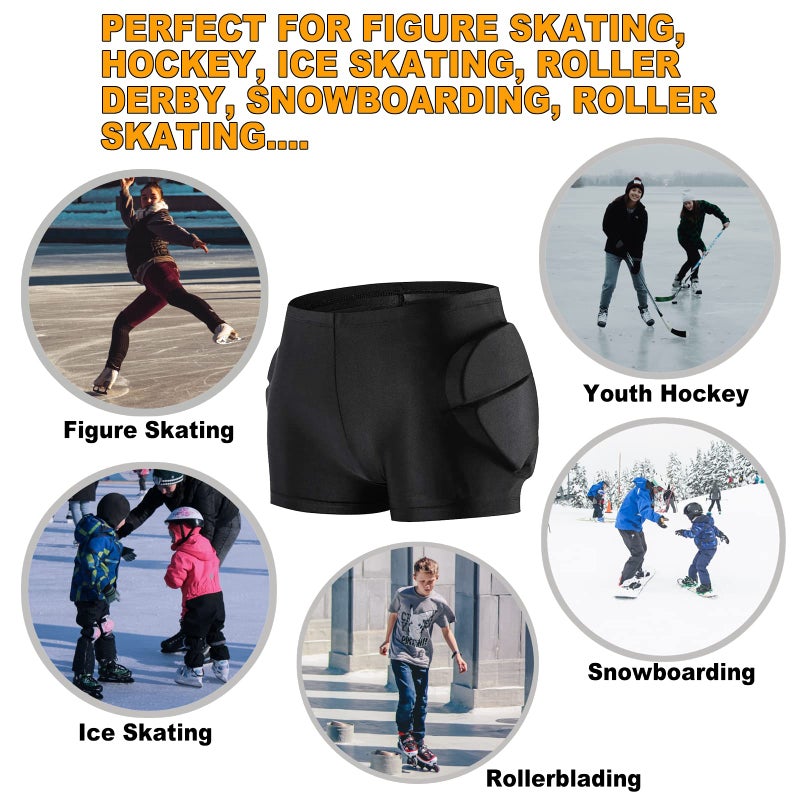 RANDDER Kids Butt Pad Shorts for Skating Snowboarding Ski Hockey  Hip Tailbone Padded Shorts for Youth Child(Black  S) - Image 5
